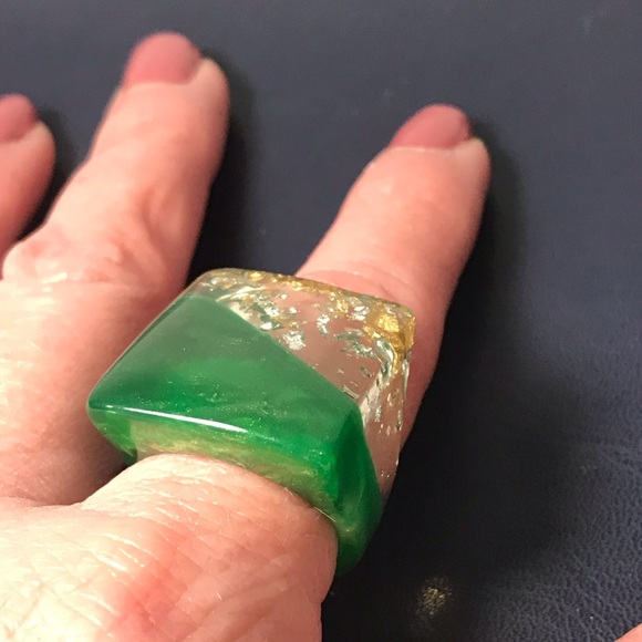 3 RETRO RESIN PLASTIC Costume Jewelry Dome And Square Rings - Picture 8 of 12